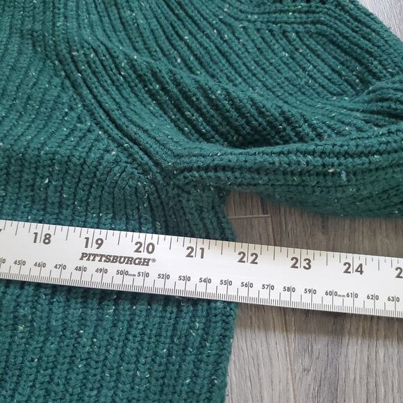 Talbots Sweater Womens XL Green Button Front Puff Sleeve Cardigan Knit Pullover - Picture 4 of 7